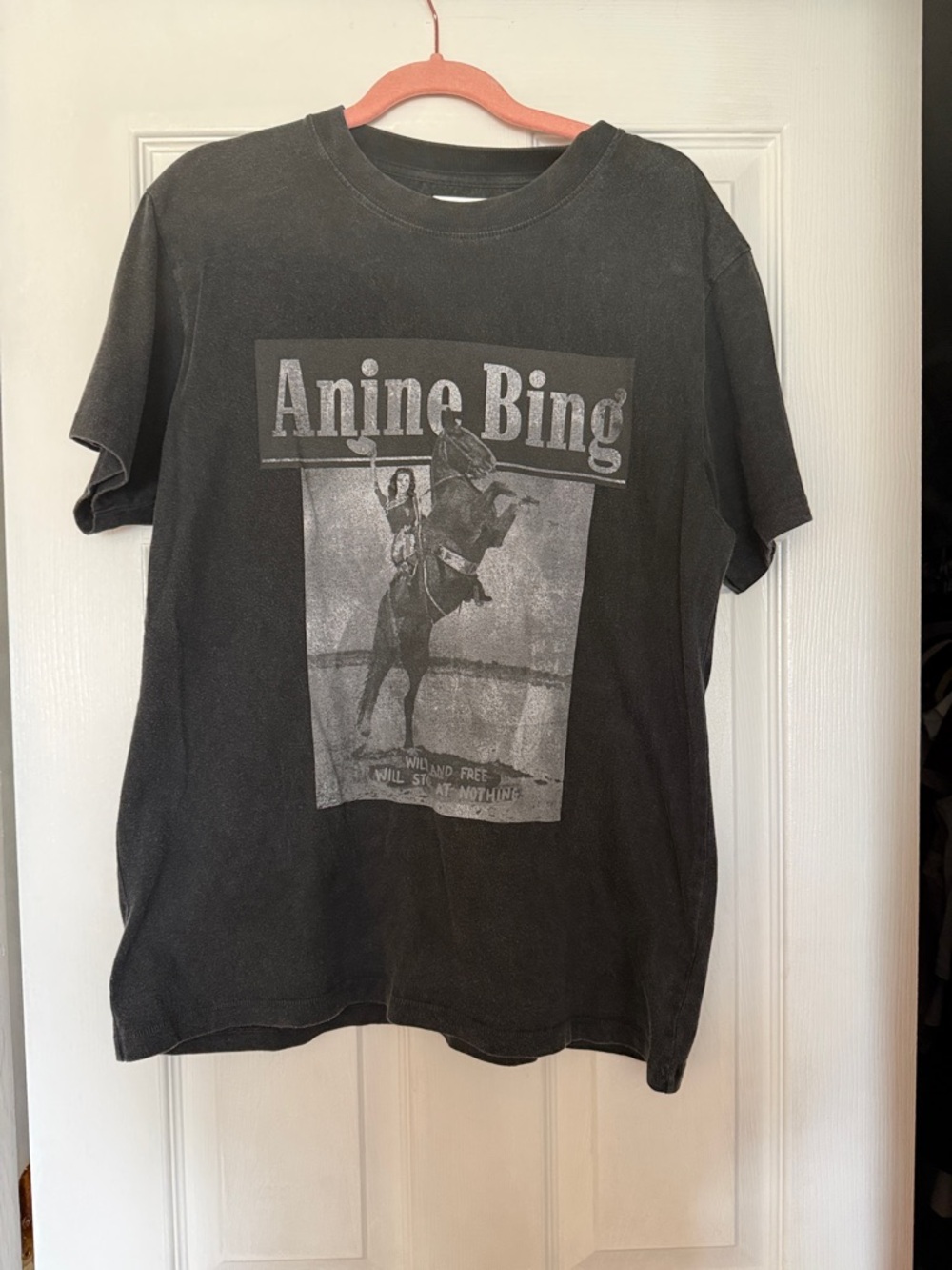 Anine Bing Black Vintage Rodeo Graphic Tee